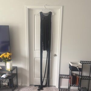 Black Fringe Maxi Tank Dress